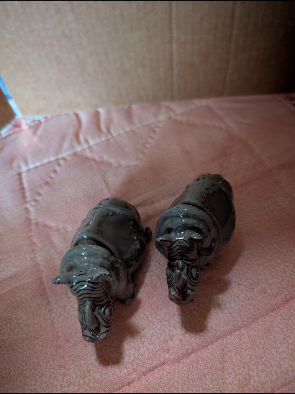 Blue Sky Ceramic Rhino Salt and Pepper Shakers - Gray
